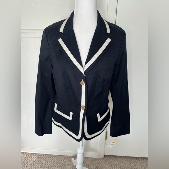 Talbots Navy blue and White Blazer size 10 NWT - Picture 1 of 9